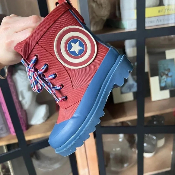Captain America boots toddler boy combat military costume rain red blue marvel - Picture 5 of 5